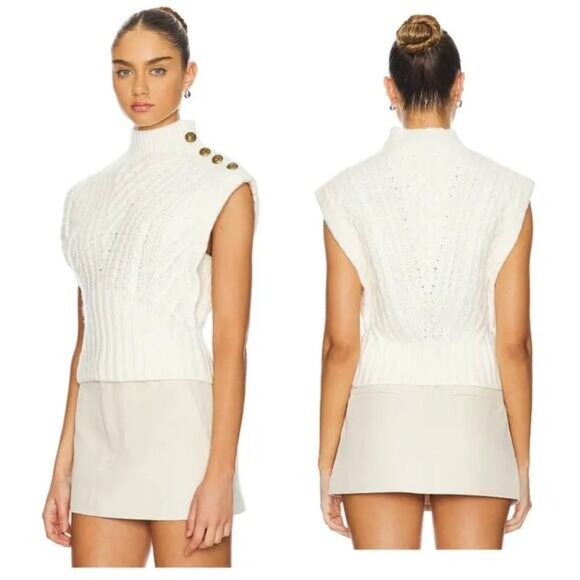 NEW Veronica Beard Holton Cable Knit Wool Sleeveless Vest White Size: Small - Picture 7 of 7